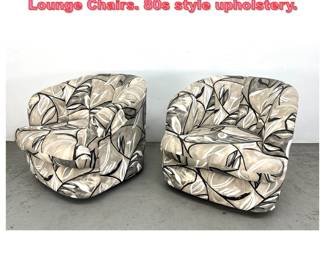 Lot 1334 Pair of Bassett barrelstyle swivel Lounge Chairs. 80s style upholstery. 