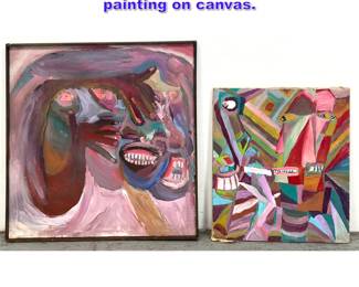 Lot 984 2pcs Terry Dupin abstract modern painting on canvas.