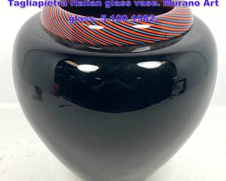 Lot 753 Signed and Numbered Lino Tagliapietra Italian glass vase. Murano Art glass. 5100 1982.