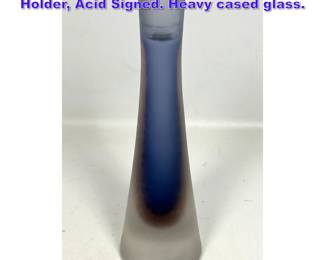 Lot 719 Venini Italian Art Glass Candlestick Holder, Acid Signed. Heavy cased glass.
