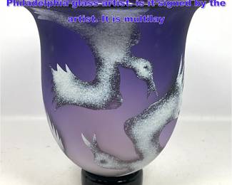 Lot 708 Bernard Katz Art Glass Vase, a Philadelphia glass artist. is it signed by the artist. It is multilay