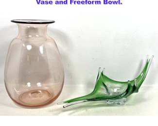 Lot 771 2pcs Art Glass. Large Murano Glass Vase and Freeform Bowl.