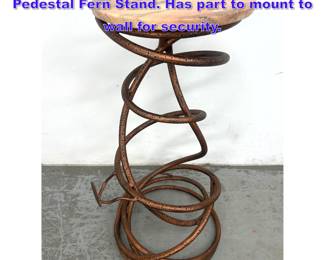 Lot 805 Snake Coil Wrought Iron Marble Top Pedestal Fern Stand. Has part to mount to wall for security.