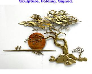 Lot 768 Bijan 1985 Brass Ming Tree Wall Sculpture. Folding. Signed.