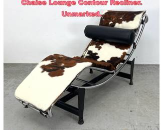 Lot 1313 Le Corbusier LC4 Style Cowhide Chaise Lounge Contour Recliner. Unmarked. 
