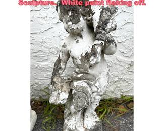 Lot 1699 Cast Stone Putti Garden PAtio Sculpture. White paint flaking off. 