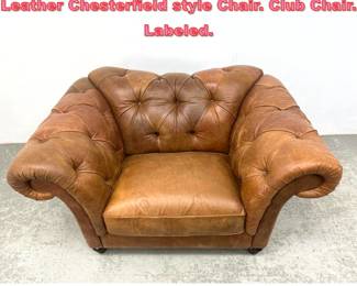 Lot 1726 NATUZZI EDITIONS Brown Leather Chesterfield style Chair. Club Chair. Labeled. 