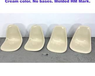 Lot 1085 4pc EAMES Fiberglass Shell Seats. Cream color. No bases. Molded HM Mark.