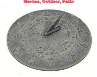 Lot 1690 Aluminum Zodiac Sundial. Garden, Outdoor, Patio