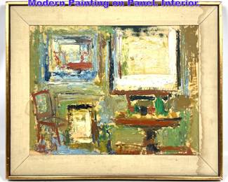 Lot 670 Mid Century Modern Abstract Modern Painting on Panel. Interior.