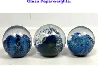 Lot 694 3pcs Signed Eickholt Blown Art Glass Paperweights.