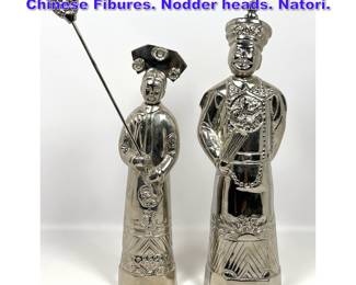 Lot 644 2pcs Contemporary Modern Metal Chinese Fibures. Nodder heads. Natori.