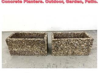 Lot 1694 Pr 2 Long Aggregate Pebble Concrete Planters. Outdoor, Garden, Patio. 