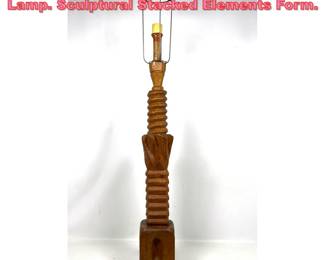 Lot 1587 French Rustic Carved Wood Lamp. Sculptural Stacked Elements Form. 