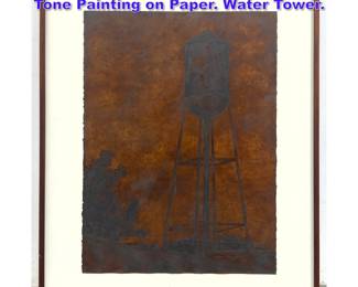 Lot 827 Signed Mixed Medium Art Tone on Tone Painting on Paper. Water Tower.