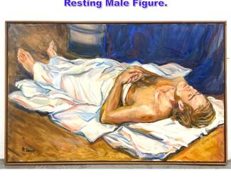 Lot 1102 W. Wendt Painting on Canvas of Resting Male Figure.