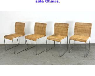Lot 988 Set 4 Italian Rattan and chrome side Chairs.