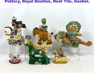 Lot 1135 5pcs Decorated Porcelain Figures. Pottery, Royal Doulton, Roof Tile, Goebel.