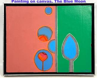 Lot 658 Sayde Sklar Abstract Modern Painting on canvas. The Blue Moon