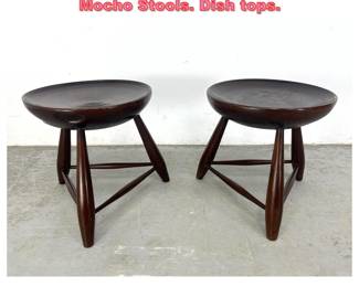 Lot 1384 Pair Sergio Rodrigues Style Mocho Stools. Dish tops. 