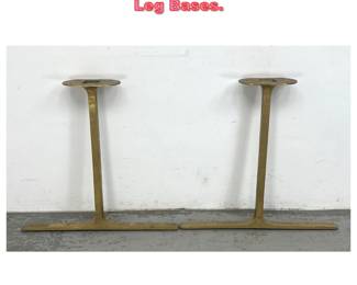 Lot 1282 Pair Vintage T Form Brass Table Leg Bases. 