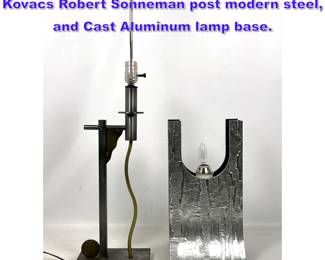 Lot 1129 2pcs Modernist Table Lamps. Kovacs Robert Sonneman post modern steel, and Cast Aluminum lamp base.