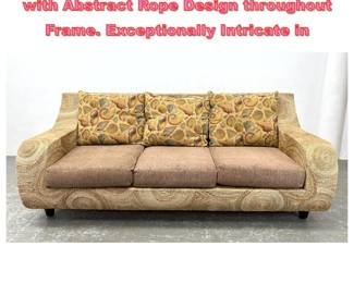 Lot 1712 Miami Modern Sculptural Sofa with Abstract Rope Design throughout Frame. Exceptionally Intricate in 