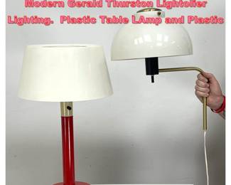 Lot 1265 2pcs Vintage Mid Century Modern Gerald Thurston Lightolier Lighting. Plastic Table LAmp and Plastic