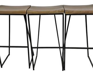 3 Wood Metal Bar Stools 