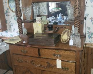 1890s Oak Sideboard & Antiques