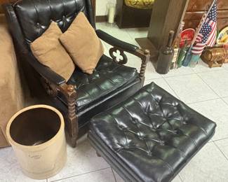 MCM Leather Chair & Footrest 