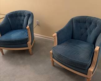 Mcm blue velvet chairs 