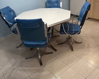 Mid century kitchen table and swivel chairs 