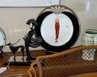 Erte small plates $20 each, large platter $75. All in excellent condition. 