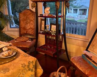 Exotic styled display shelving. Rams heads and hoofs.  $300