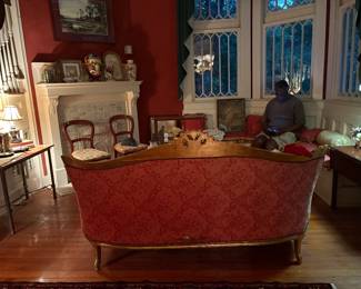Back of beautiful ornate sofa 