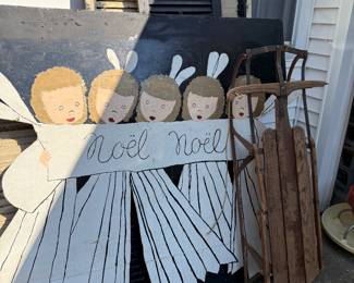 Think holidays and snow. Also group of wooden shutters. 
