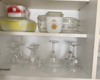 Advertising boxes; vintage Pyrex refrigerator containers. 