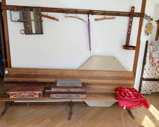 Wonderful bench; various Shaker boxes; octagon folding table; etc. 