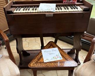 Antique Organ and Music Box Table