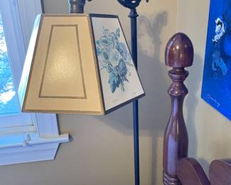 Wrought iron lamp and shade