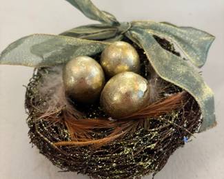 Vintage Bird Nest Christmas Ornament 