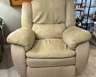 Cream leather recliner