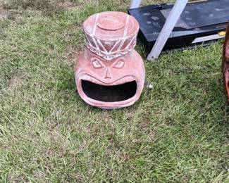Tiki -themed chiminea 