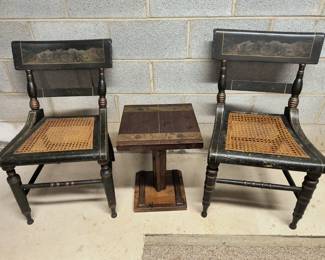 Toll painted Hickok chairs - hand caned bottoms 