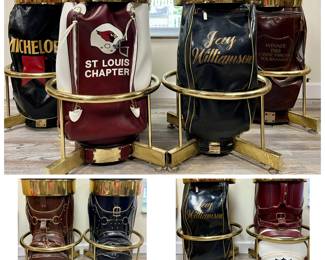 Golf bag bar stools previously owned by Ted Williamson's father.  