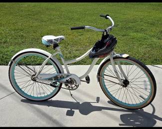Pretty Lady's Huffy Bicycle and Helmet