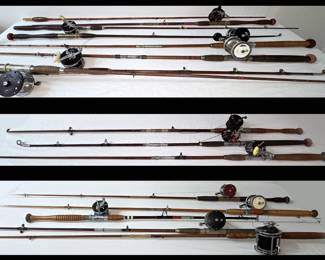 Lots of Rods and Reels Mostly Penn Reels and Bamboo Rods