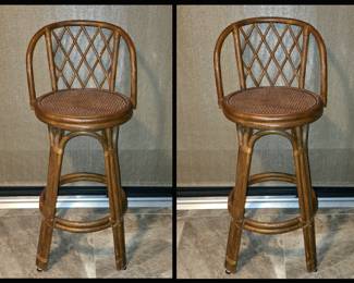 Pair of Rattan Bar Stools