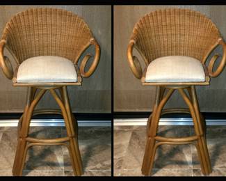 Pair of Very Nice All Weather Wicker Bar Stools